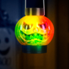 Kép 2/3 - Halloweeni RGB LED lámpa - felakasztható tök - narancs / fekete - elemes