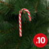 Kép 1/2 - Karácsonyi dekor cukorbot - 9,2 cm - piros / fehér - 10 db / csomag