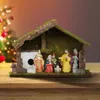Kép 1/7 - Karácsonyi asztali dekoráció - Betlehem - kerámia és fa - 30 x 10 x 20 cm