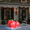 Kép 1/3 - Felfújható RGB LED-es óriás karácsonyi gömb - 60 cm-bordó