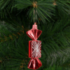 Kép 1/3 - Karácsonyfadísz szett - szaloncukor - akasztóval - piros - 11 x 4 cm