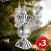 Kép 1/3 - Karácsonyfadísz szett - szaloncukor - akasztóval - ezüst - 11 x 4 cm - bonbon