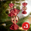Kép 1/3 - Karácsonyfadísz szett - szaloncukor - akasztóval - piros - 11 x 4 cm - bonbon