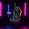 Kép 2/4 - RGB LED-es gamer szék - fekete/fehér - karfával, párnával