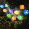 Kép 1/4 - Szolár lampion fényfüzér - 10 db színes lampion, hidegfehér LED - 3,7 m