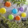Kép 4/4 - Szolár lampion fényfüzér - 10 db színes lampion, hidegfehér LED - 3,7 m