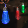 Kép 1/2 - LED-fényfüzér - villanykörte - 10 LED - 1,9 méter - színes - 2 x AA