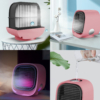 Kép 3/4 - Hordozható mini léghűtő ventilátor - USB - rózsaszín