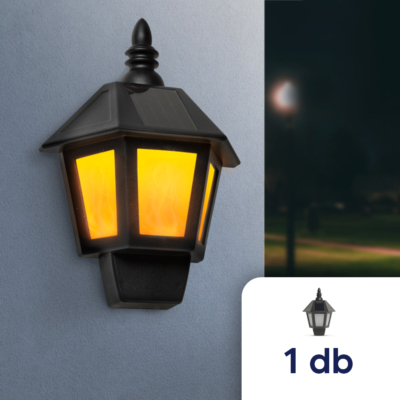 2 az 1-ben szolár fali lámpa, lánghatással, hidegfehér LED-del - 28 x 19,5 x 9,6 cm - 1 darab