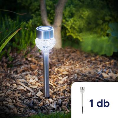 LED-es szolár lámpa - leszúrható - szálcsiszolt fém + üveg - 270 mm - 1 darab