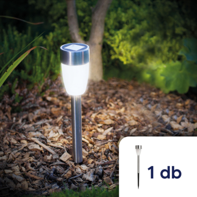 LED-es szolár lámpa - leszúrható - hidegfehér, fém - 1 darab