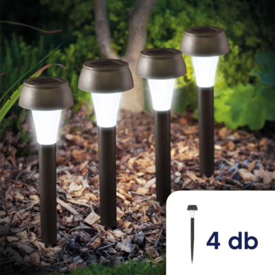 LED-es szolár lámpa - hidegfehér - fekete - műanyag -  4 darab