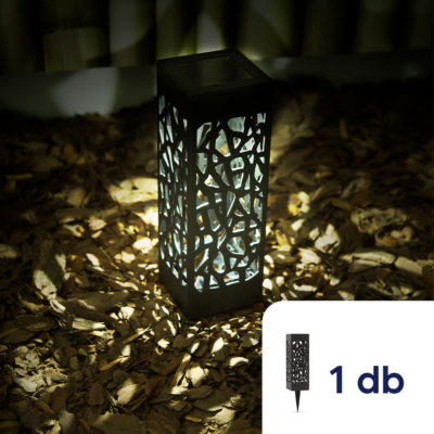 Leszúrható szolár lámpa - design rácsos, fekete - 19 x 6,2 cm - 1 darab