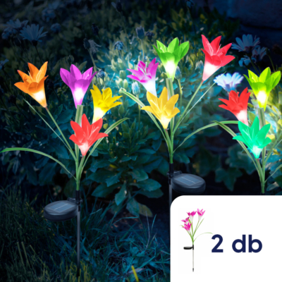 Leszúrható szolár virág - RGB LED - 75 cm - 2 darab / csomag