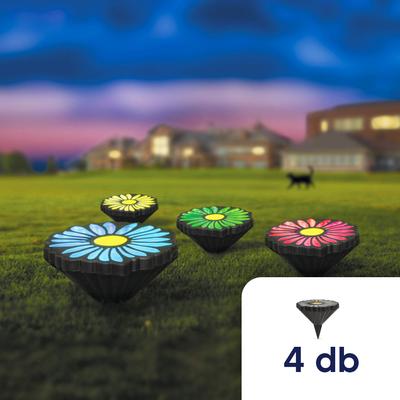 Leszúrható LED szolár - virágok - színes - fekete - műanyag - 360 cm - 4 darab