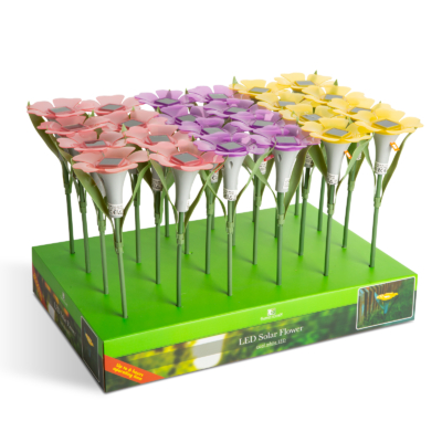 Leszúrható szolár virág - lila - 30 x 10 cm - fehér LED - 1 darab