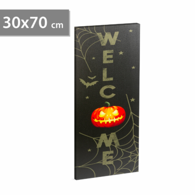 Halloween-i LED-es hangulatkép - fali akasztóval, 2 x AA, 30 x 70 cm - WELCOME