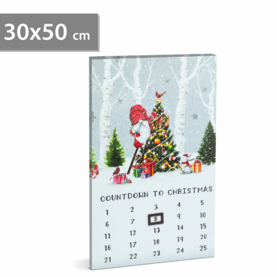 LED-es fali kép - kalendárium - 3 melegfehér LED - 30 x 50 cm