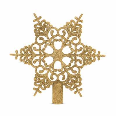 Karácsonyfa csúcsdísz - hópehely alakú - 20 x 20 cm - arany