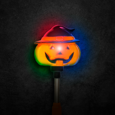 Halloweeni LED-lámpa - rugós tök - elemes