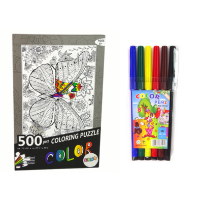 Színező puzzle - pillangó - 500 darabos - 70 x 50 cm