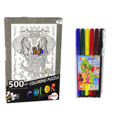 Színező puzzle - elefánt - 500 darabos - 70 x 50 cm