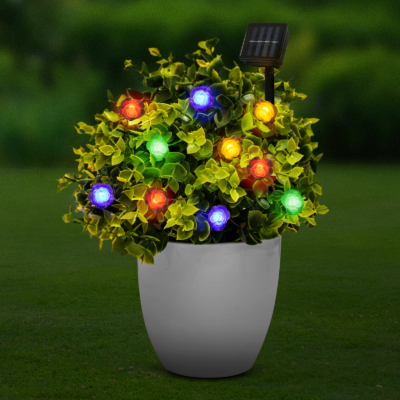 LED szolár fényfüzér - virág - 2,3 m - 20 LED - színes