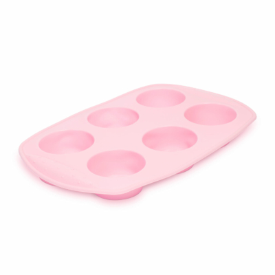 Szilikon muffinsütő-forma - 6 adagos-  rózsaszín