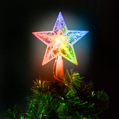 Karácsonyi LED-es csillag csúcsdísz - 10 LED - 15 cm  - 2 x AA