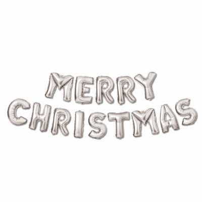 3D-s karácsonyi "Merry Christmas" lufi - ezüst