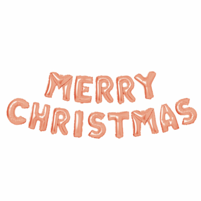 3D-s karácsonyi "Merry Christmas" lufi - rozéarany