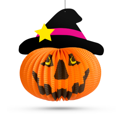Halloweeni tökös lampion - kalapban - 26 cm