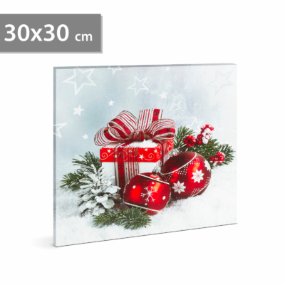 Karácsonyi LED-es hangulatkép - fali akasztóval, 2 x AA, 30 x 30 cm