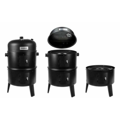 3 az 1-ben grillsütő és füstölő - fekete - rozsdamentes