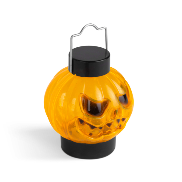 Halloweeni RGB LED lámpa - felakasztható tök - narancs / fekete - elemes