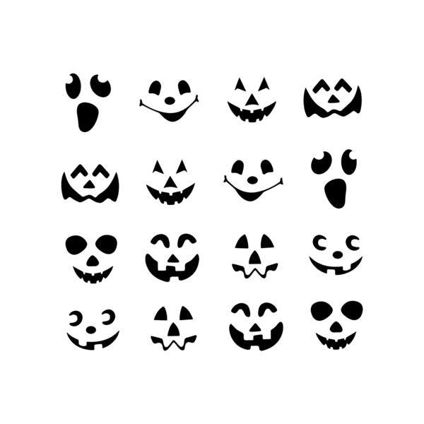 Halloweeni fólia matrica szett - fekete tök arcok - 16 db / csomag