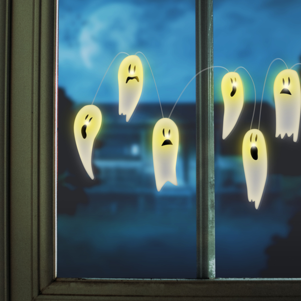 Halloweeni LED ablakdekor - gél - szellem - 85 cm