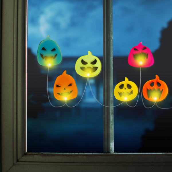 Halloweeni LED ablakdekor - gél - tök - 85 cm