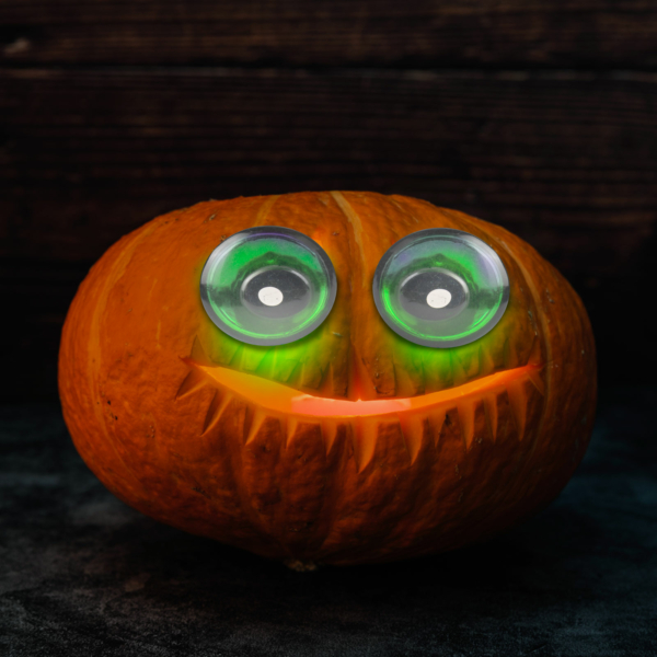 Halloweeni ijesztő szempár - zöld LED-es - elemes