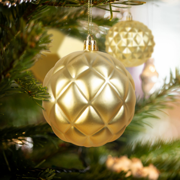 Karácsonyfadísz szett - gömbdísz - arany - 6 db / csomag - domború