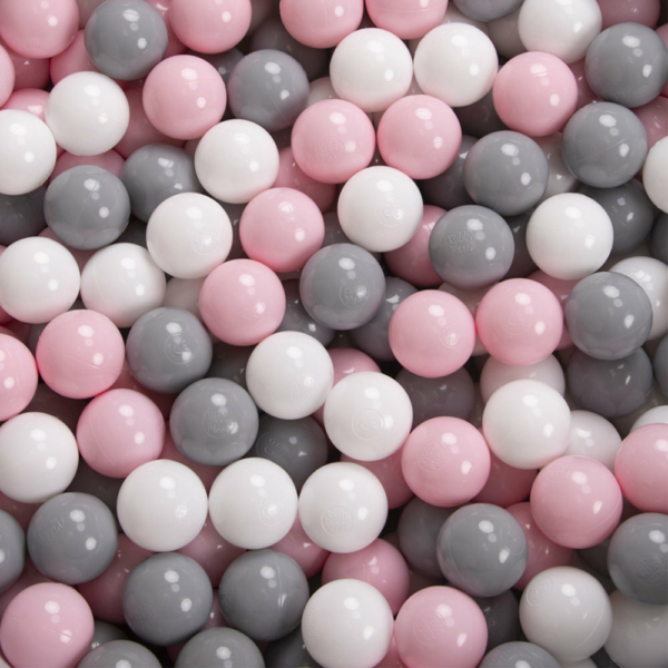 Műanyag játéklabdák - rózsaszín-szürke-fehér - 100 darab/csomag