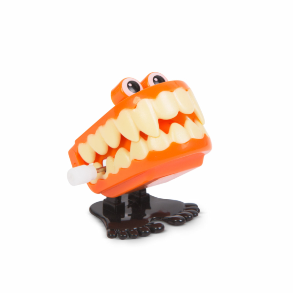 Halloweeni felhúzható ugráló fogsorszörny - narancssárga - 5 cm