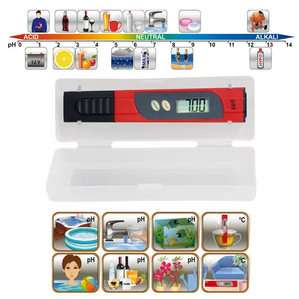 Home pH teszter & hőmérő - LCD-kijelző