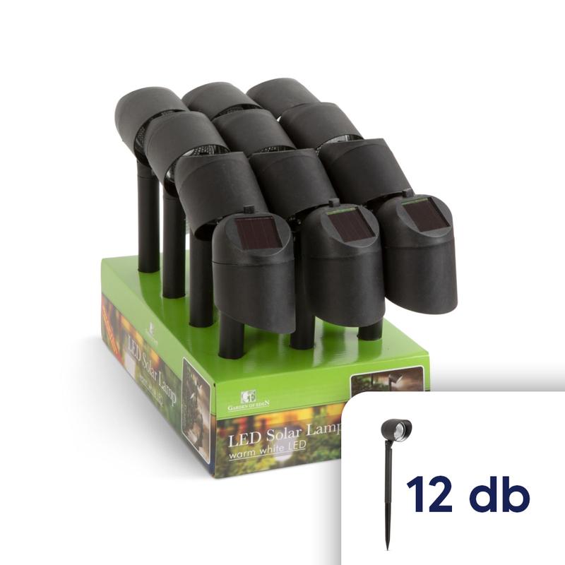 LED-es szolár lámpa fényvetővel - fekete - 410 mm - 12 darab