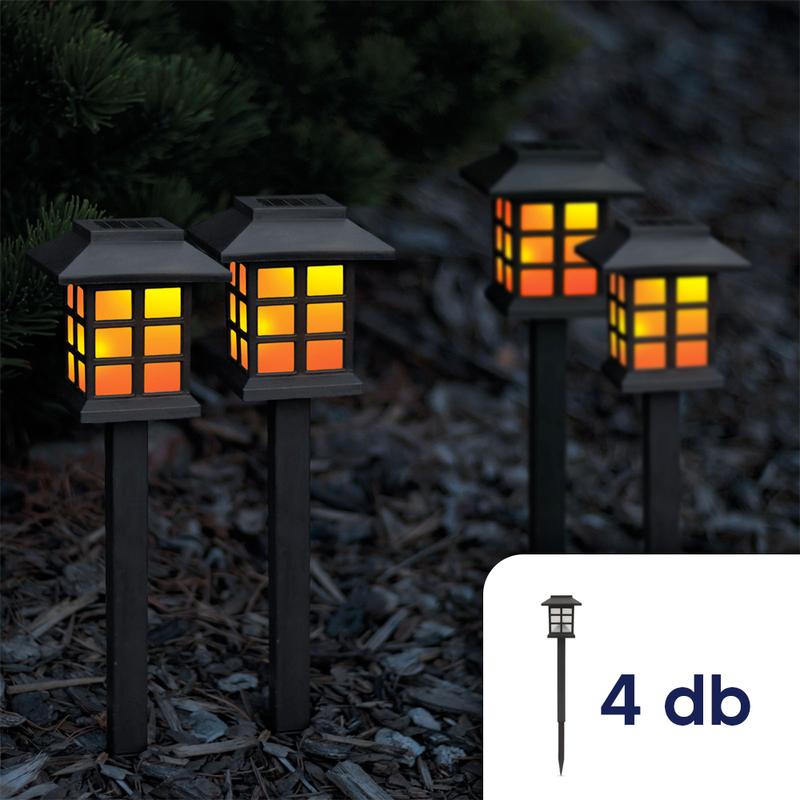 LED-es szolár lámpa - lángokat imitáló - 4 darab
