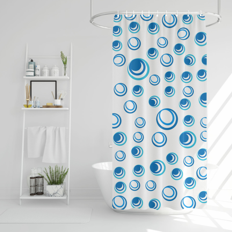 Zuhanyfüggöny - kék-fehér mintás - 183 x 183 cm