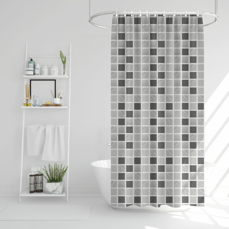 Zuhanyfüggöny - négyzetmintás - 180 x 180 cm