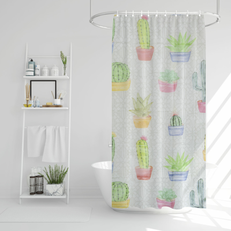 Zuhanyfüggöny - kaktuszmintás - 180 x 180 cm