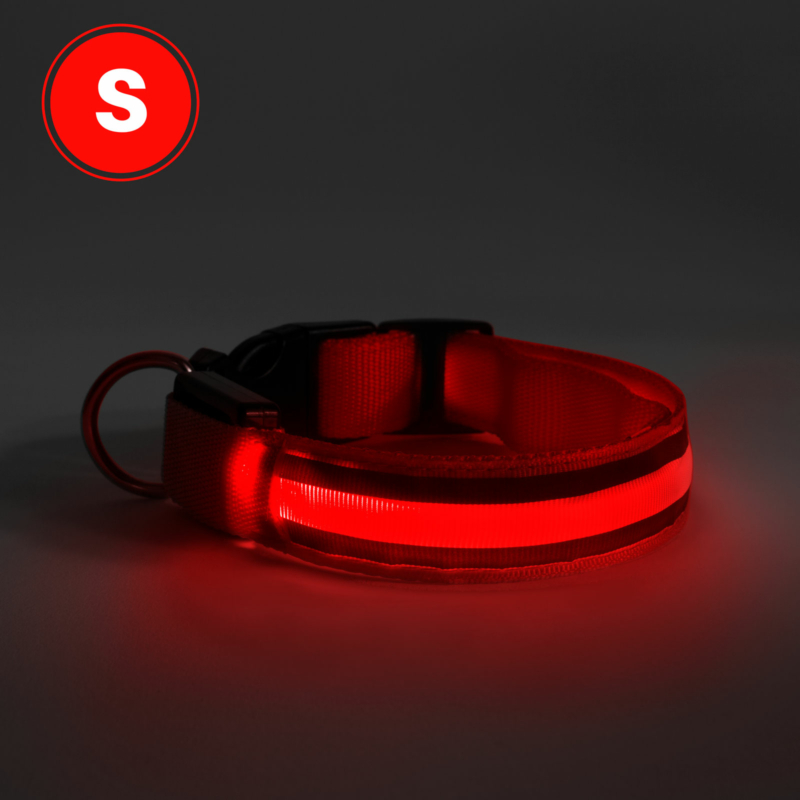 LED-es nyakörv - akkumulátoros - S méret - piros